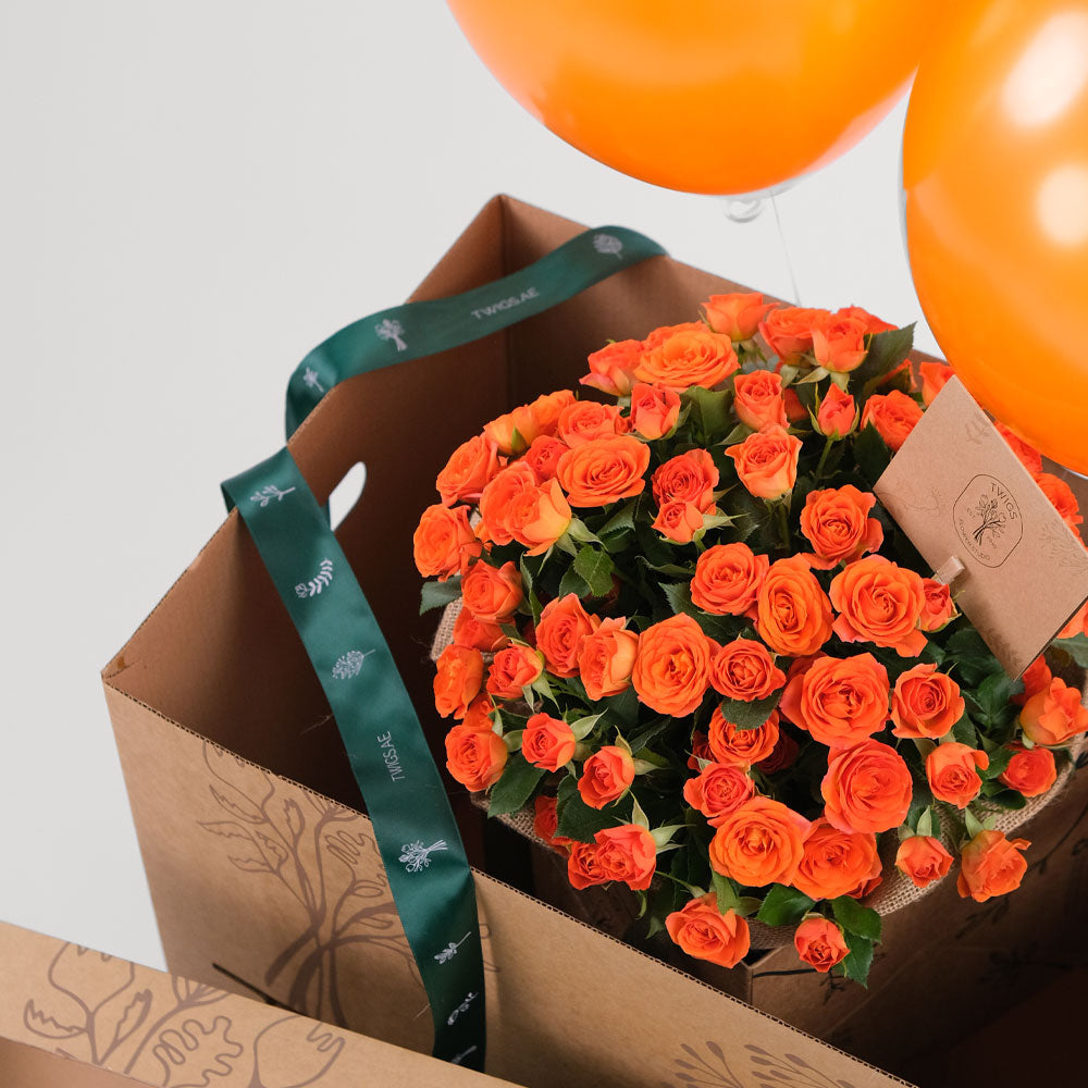 Orange Spray Rose Flowers DIY Box