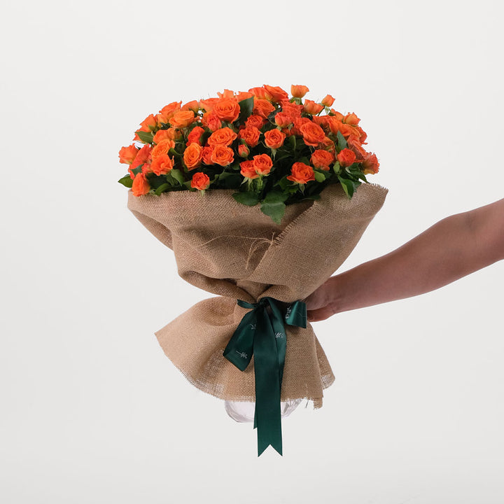Orange Spray Roses Bouquet In A Bag