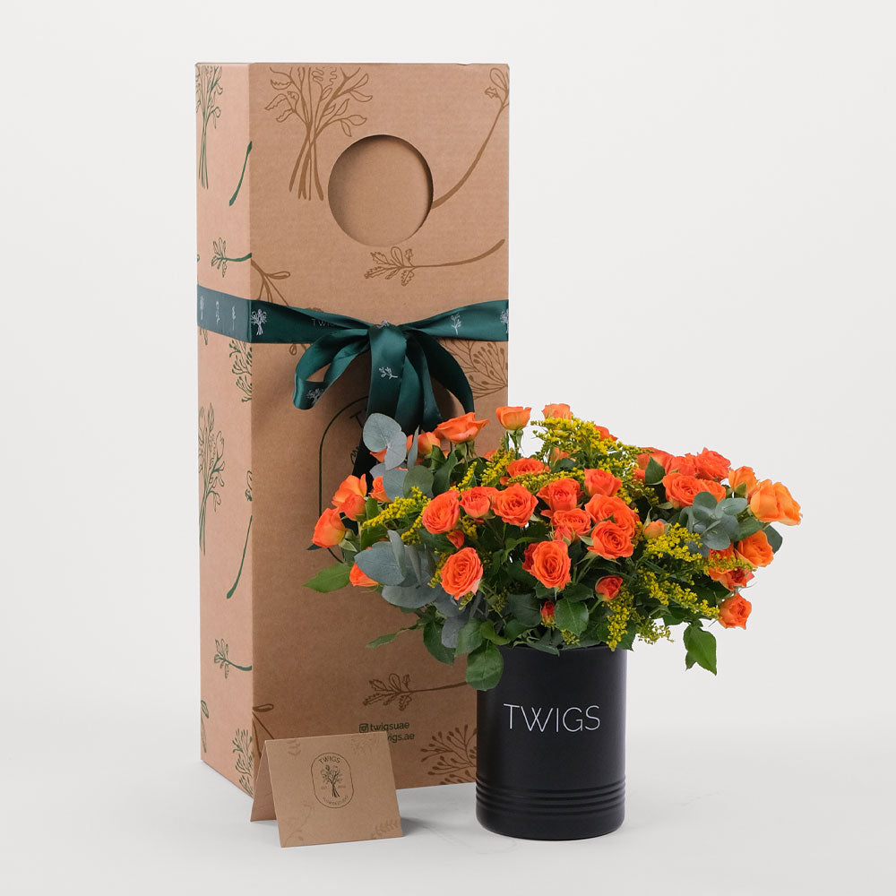 Orange Spray Rose Flowers DIY Box