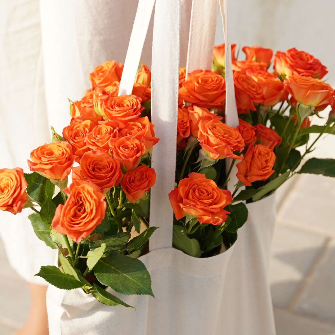Spray Rose Orange Flowers Tote Bag