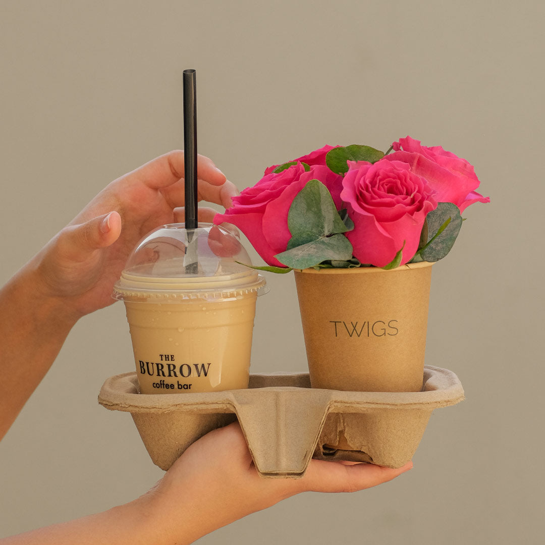Pink Roses Cup And Iced Coffee Combo