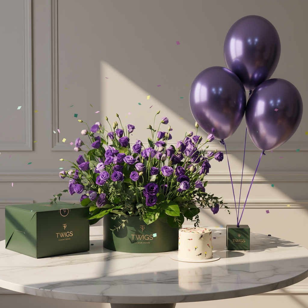 Purple Majesty Birthday Box Scene