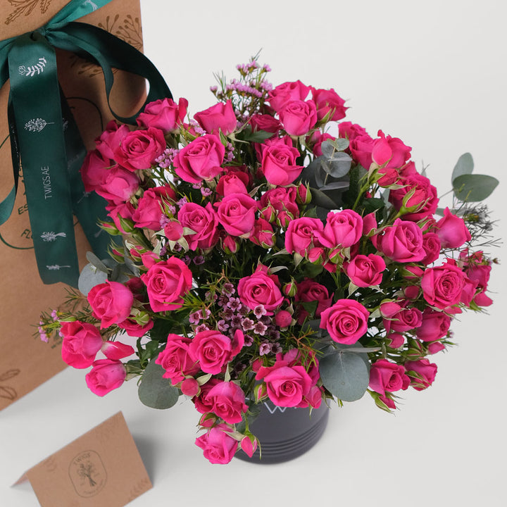 Fuschia Spray Rose Flowers DIY Box