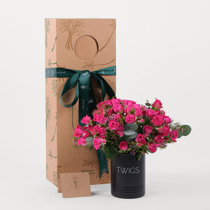 Fuschia Spray Rose Flowers DIY Box