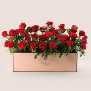 Premium Red Roses in TWIGS Signature Flower Garden Box – A Bold Gesture with a Heartfelt Arabic Touch