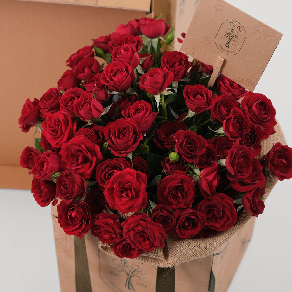 Spray Roses Red Flowers Surprise Box TWIGS