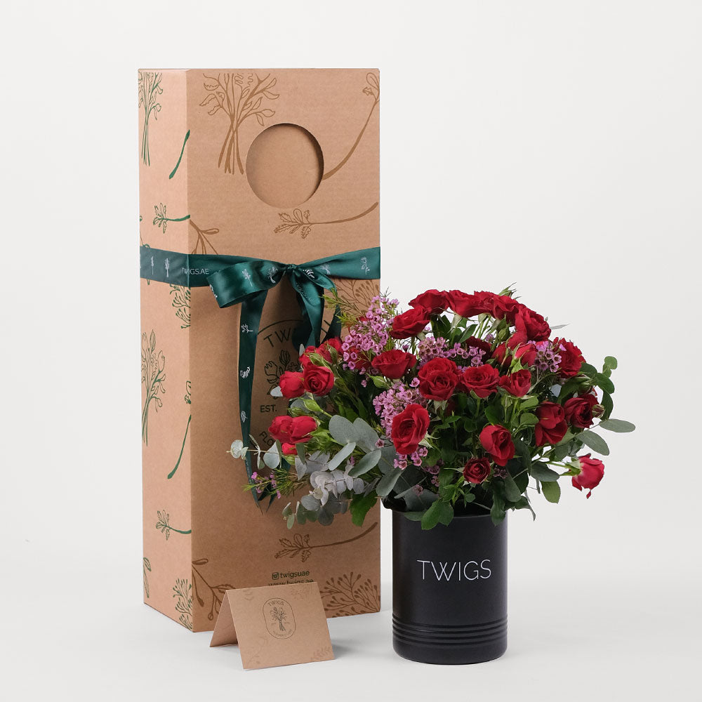 Red Spray Rose Flowers DIY Box