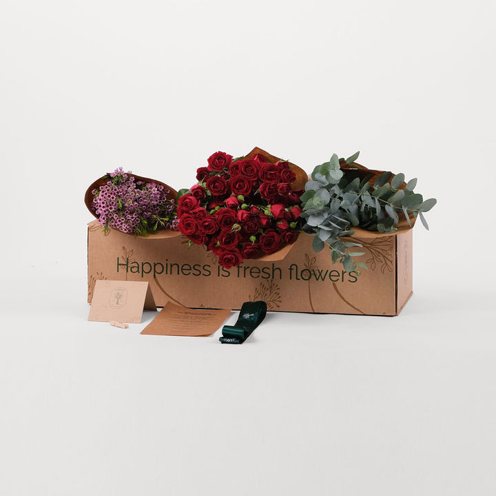 Red Spray Rose Flowers DIY Box