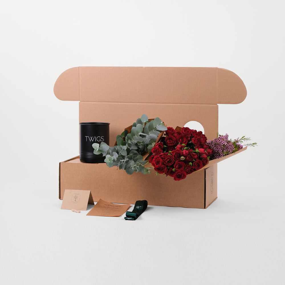 Red Spray Rose Flowers DIY Box