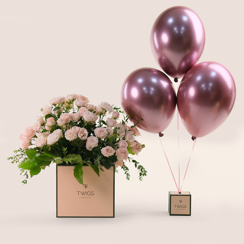 Birthday Bliss Bundle – Roses, Balloons & Cake - The Ultimate Celebration Gift