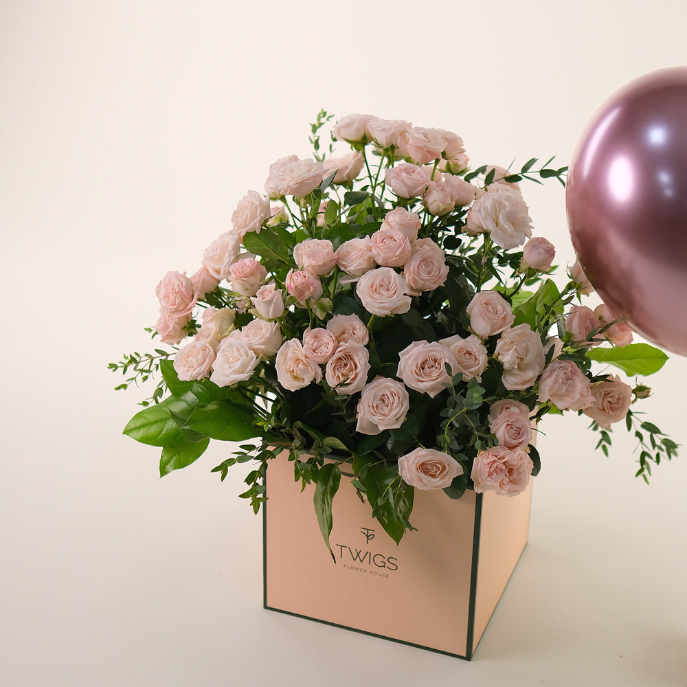 Pink Charm Bundle – Roses & Balloons in Signature Box - A Luxurious Gift for Every Occasion