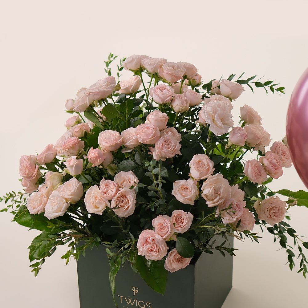 Pink Charm Bundle – Roses & Balloons in Signature Box - A Luxurious Gift for Every Occasion