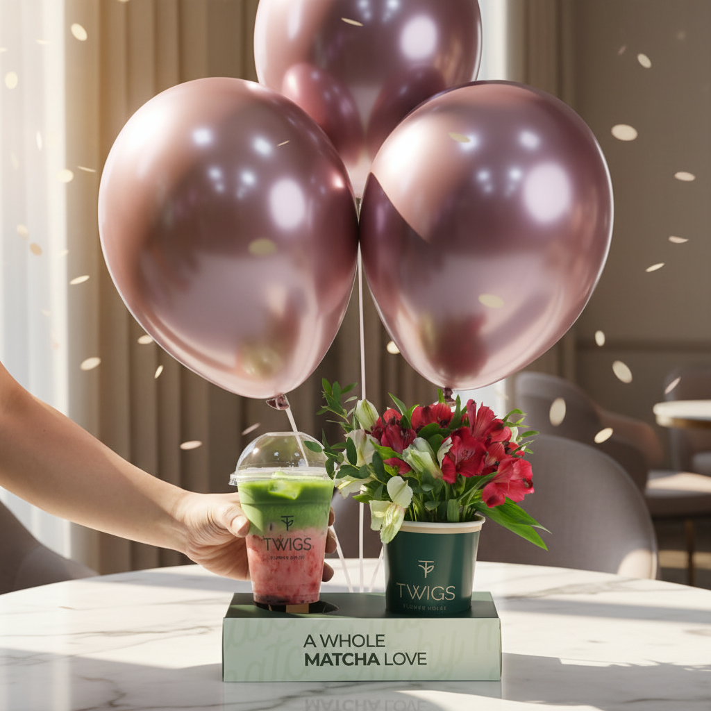 Strawberry Matcha Bloom Duo on Marble Table