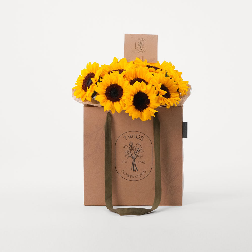 Sunflower Flowers Bouquet In A Bag