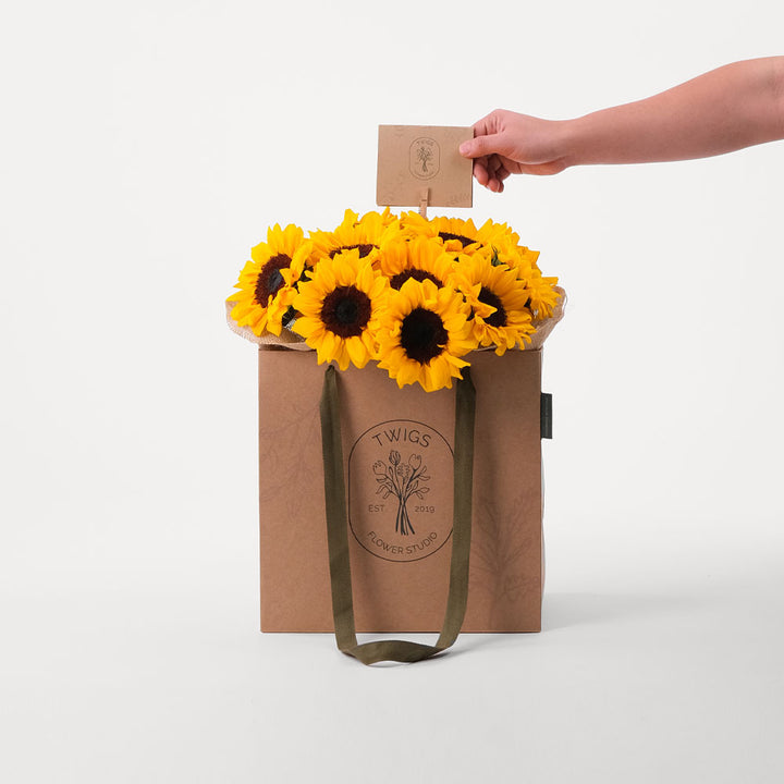 Sunflower Flowers Bouquet In A Bag