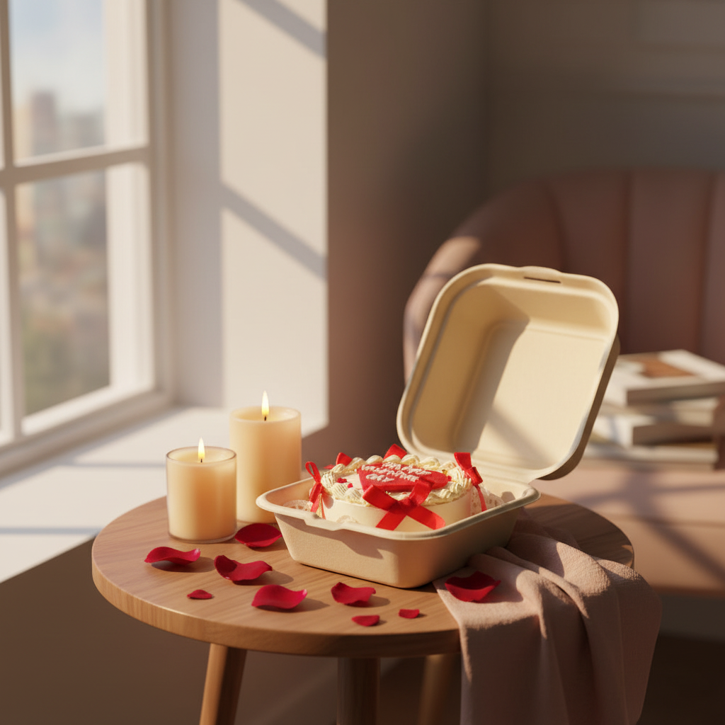 Sweet Moments Valentine Bento Cake with Window Light
