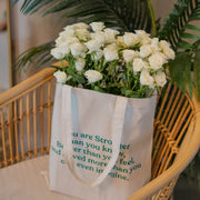 White Spray Roses in a Reusable Canvas Tote – Pure Elegance with a Practical Twist