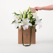 Lilies White Flowers Bouquet In A Bag