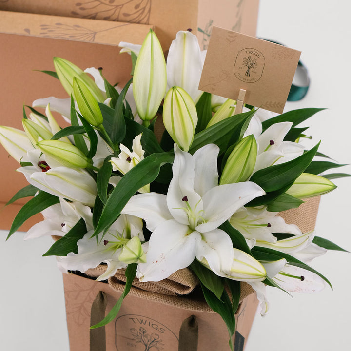 Lilies White Flowers Surprise Box