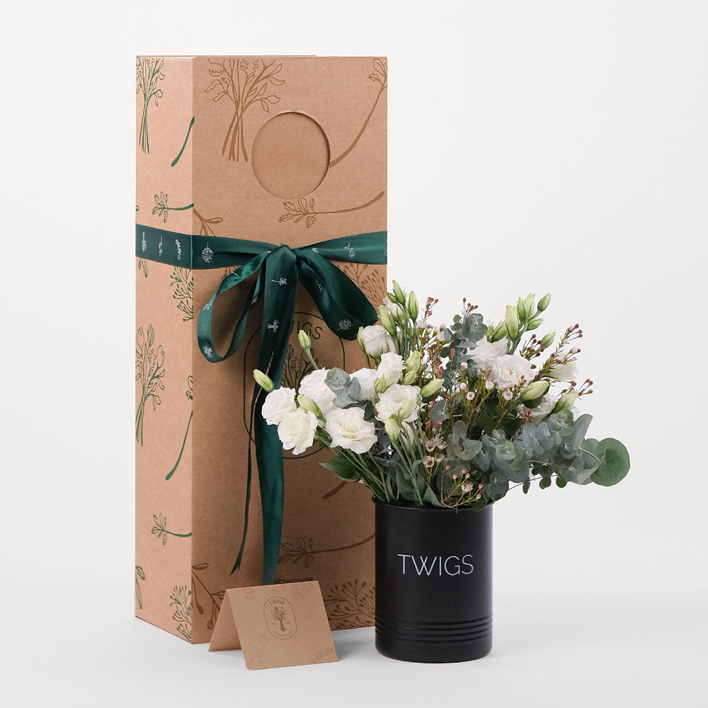 Lisianthus White Flowers DIY Box