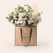 white lisianthus flower bouquet 