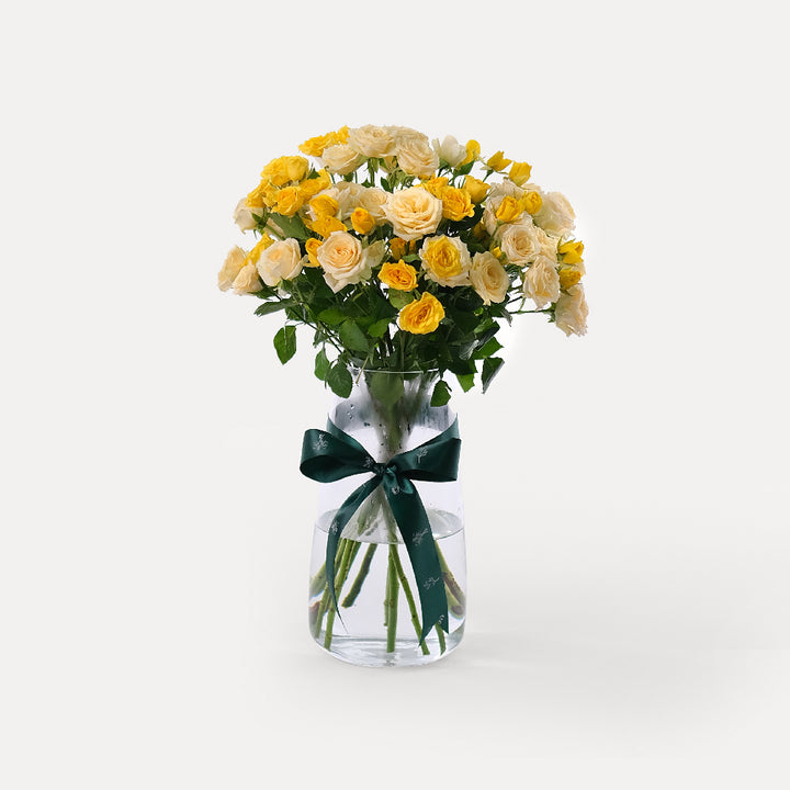 Spray Rose Yellow Flower Vase