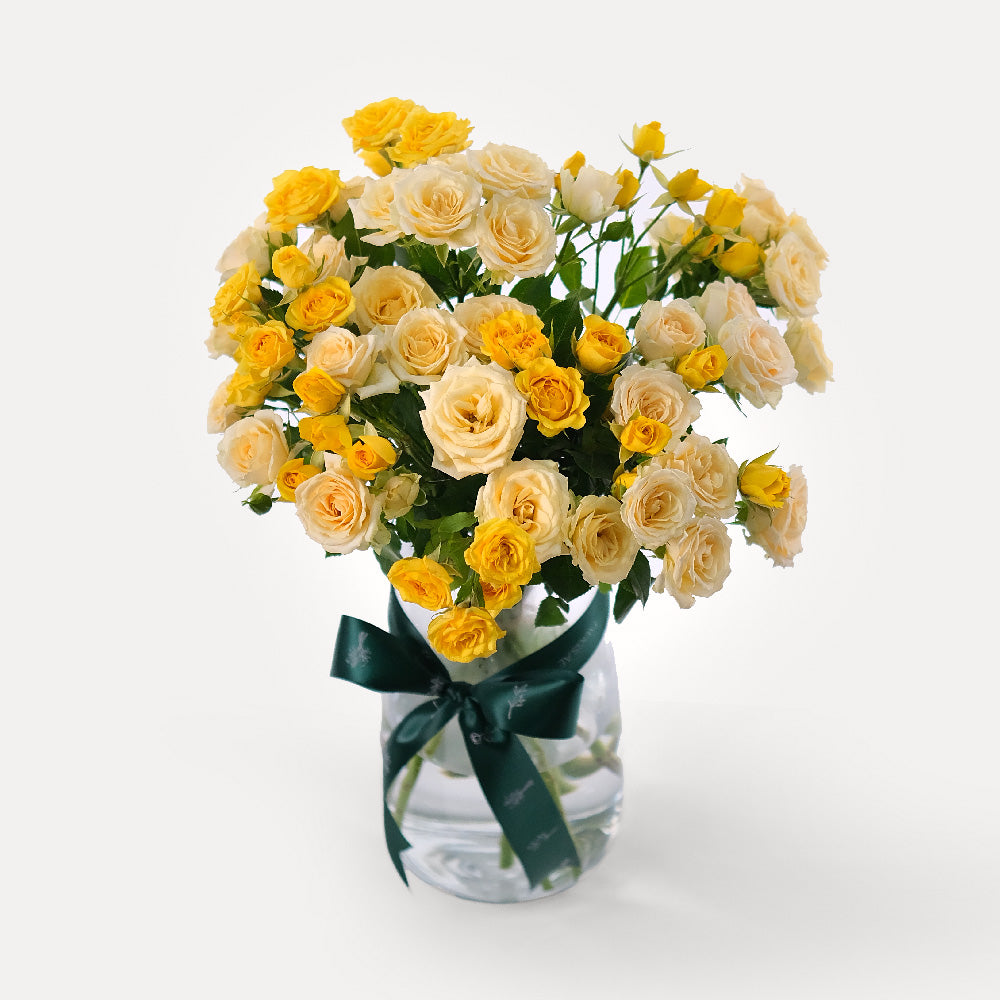 Spray Rose Yellow Flower Vase