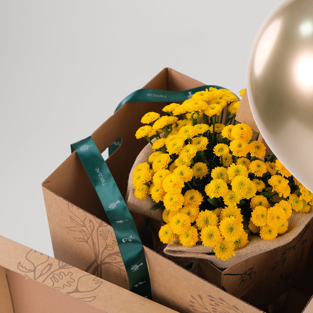 Button Yellow Flowers Surprise Box
