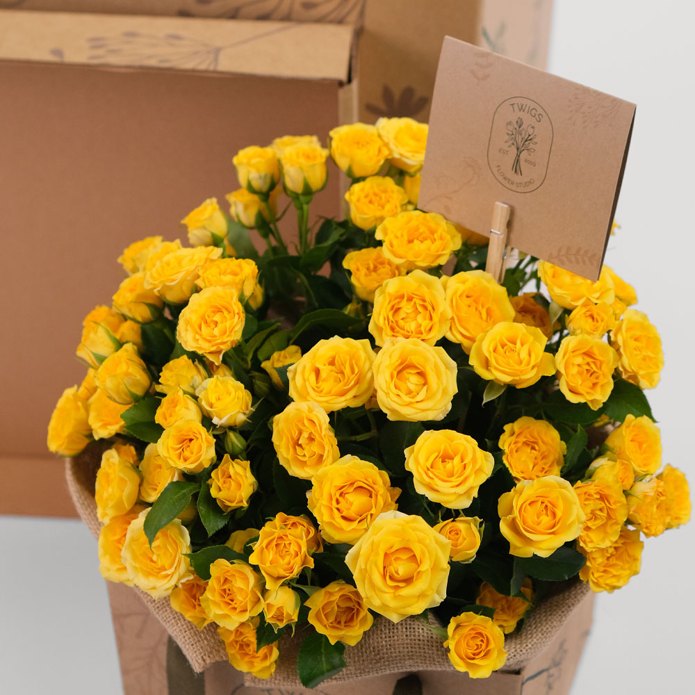 Spray rose Yellow Flowers Surprise Box