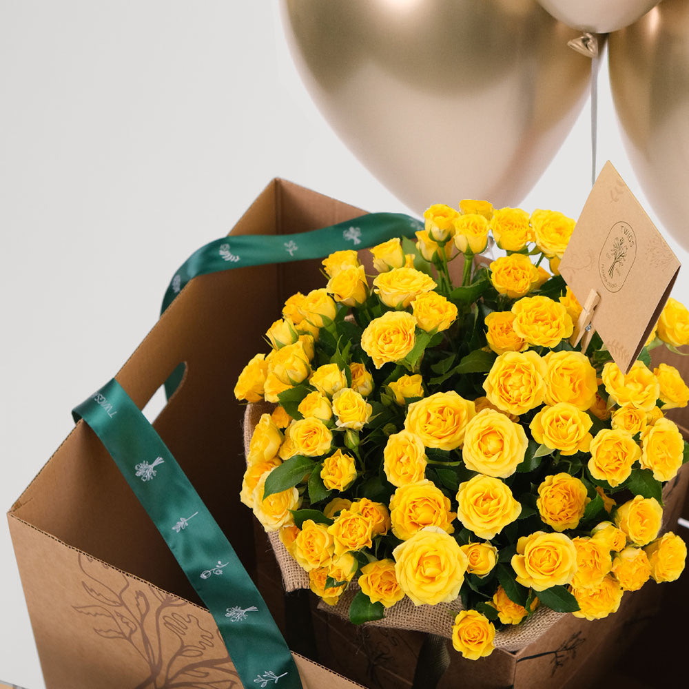 Spray rose Yellow Flowers Surprise Box