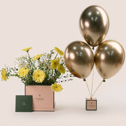 Golden Glow – Gerbera, Chamomile & Balloons Bundle – A Radiant Celebration of Flowers and Festivity